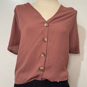 Express Women's Rust Button-Down Shirt